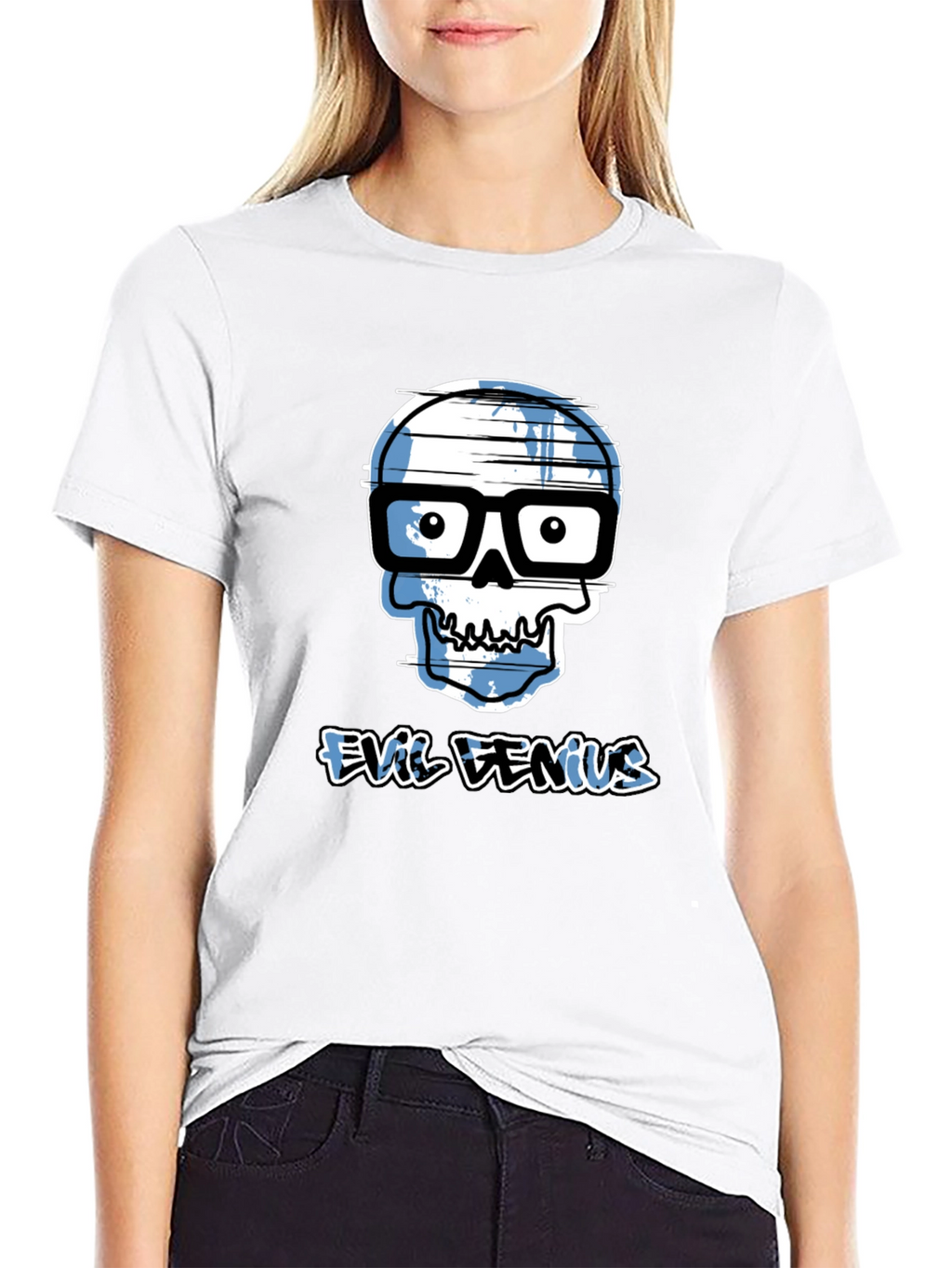 Evil Genius Graphic Tee - Geek Skull T-Shirt