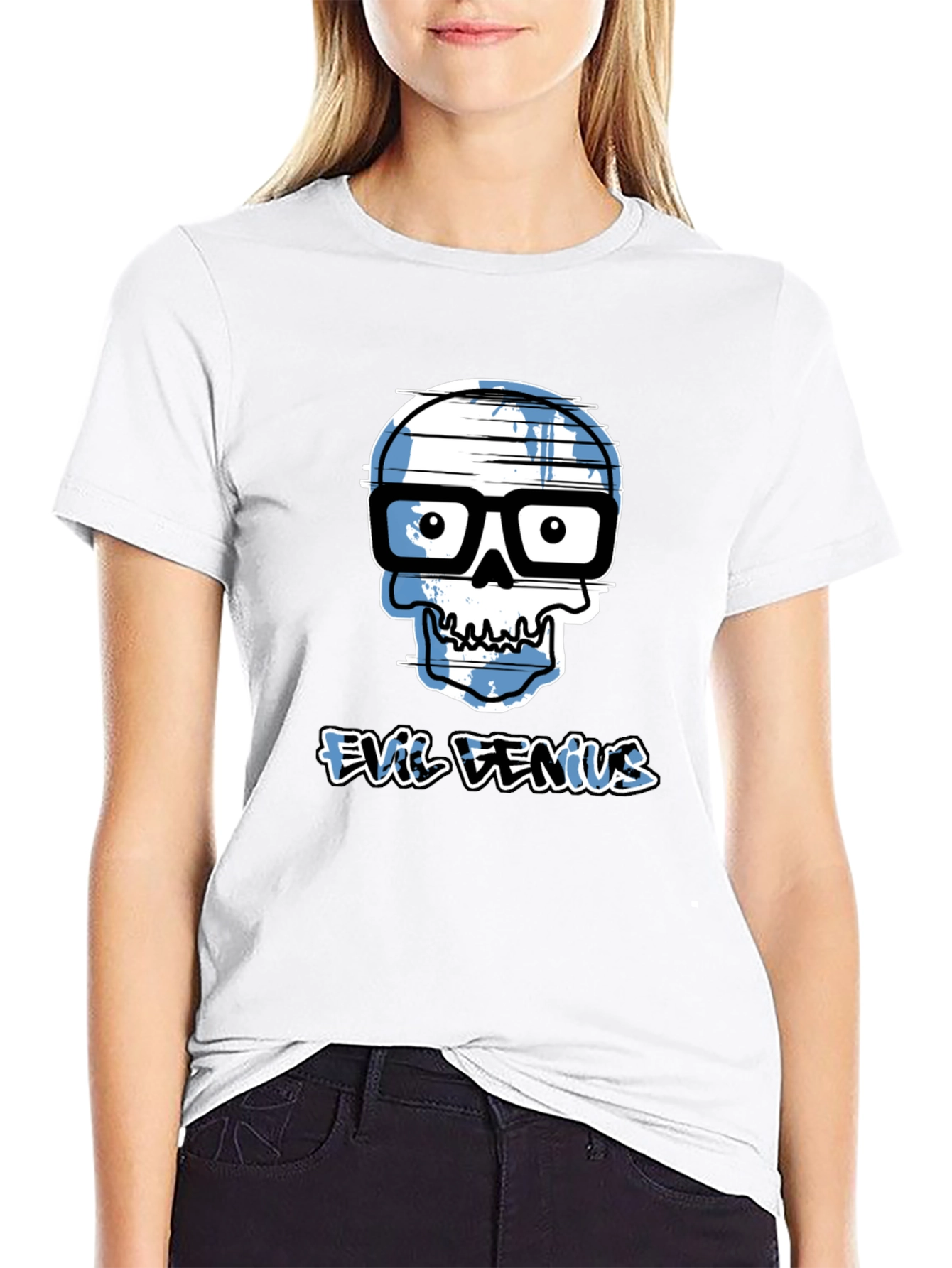 Evil Genius Graphic Tee - Geek Skull T-Shirt