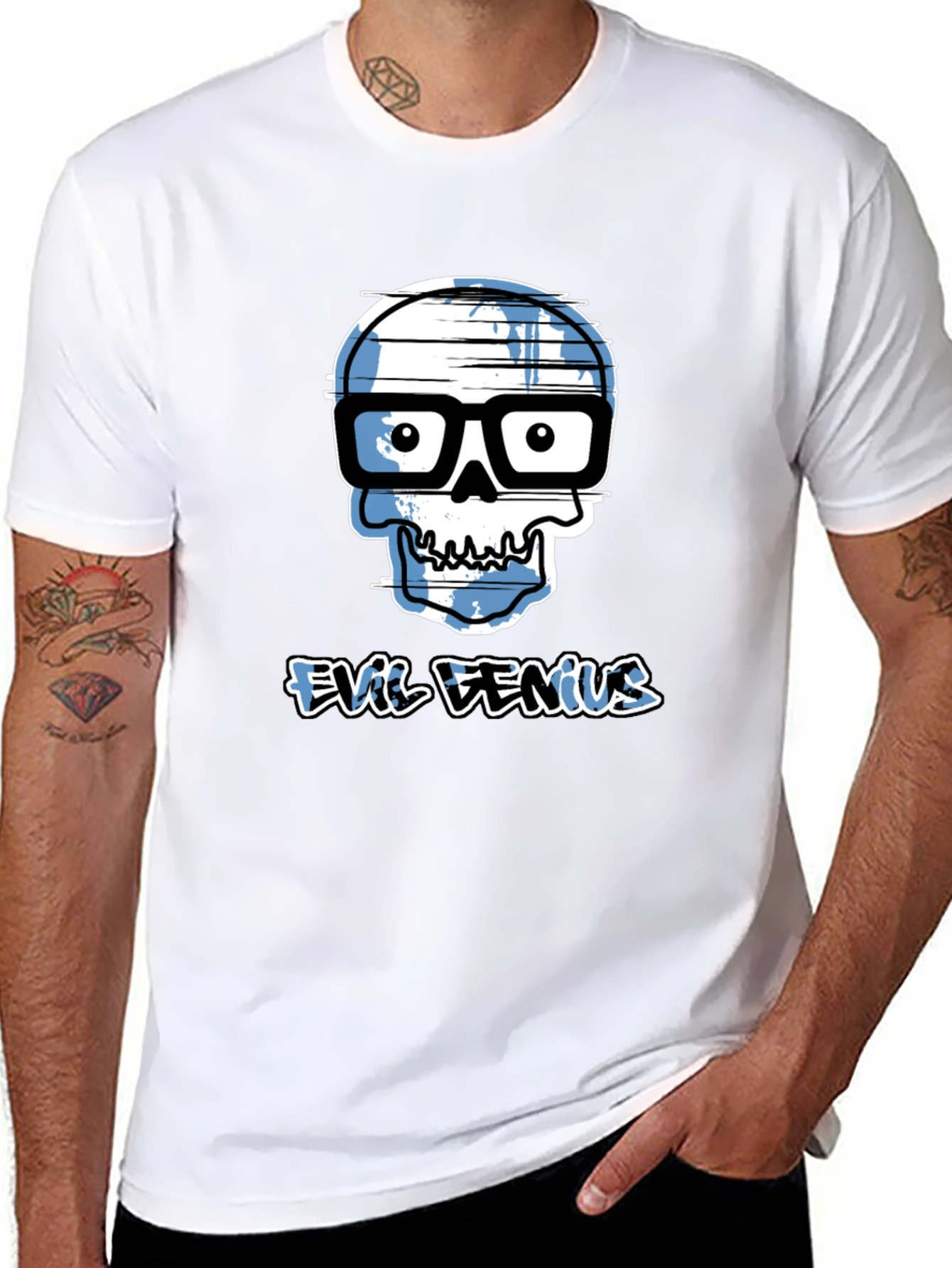 Evil Genius Graphic Tee - Geek Skull T-Shirt