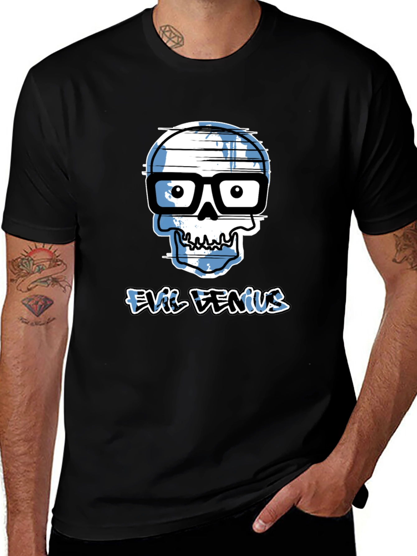 Evil Genius Graphic Tee - Geek Skull T-Shirt