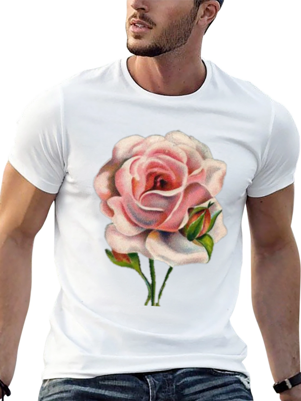 Pink Rose Graphic T-Shirt - Soft Cotton Tee