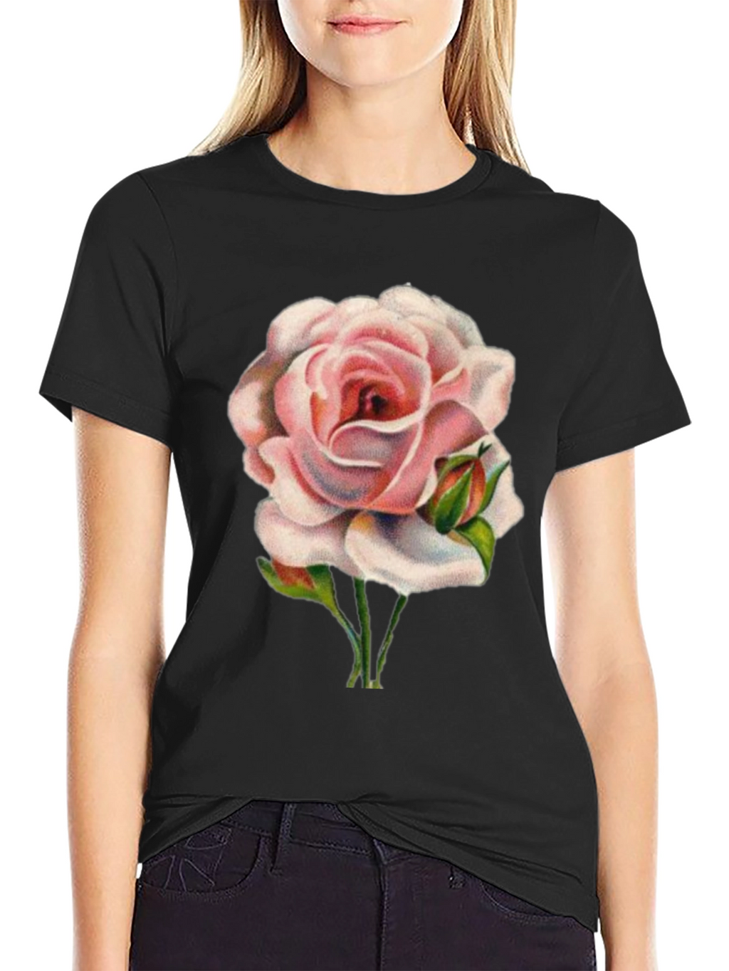 Pink Rose Graphic T-Shirt - Soft Cotton Tee