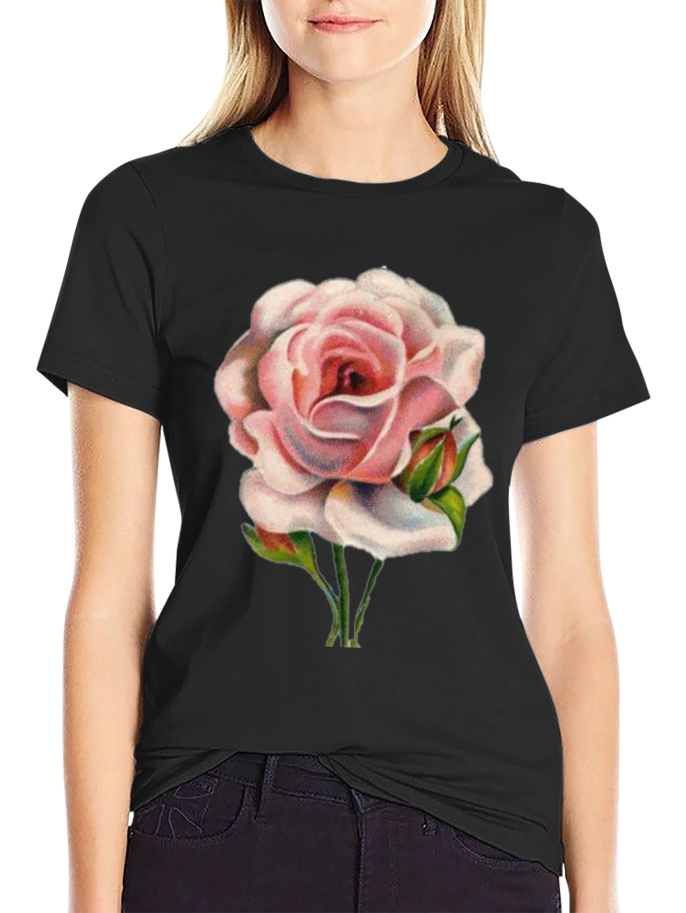 Pink Rose Graphic T-Shirt - Soft Cotton Tee