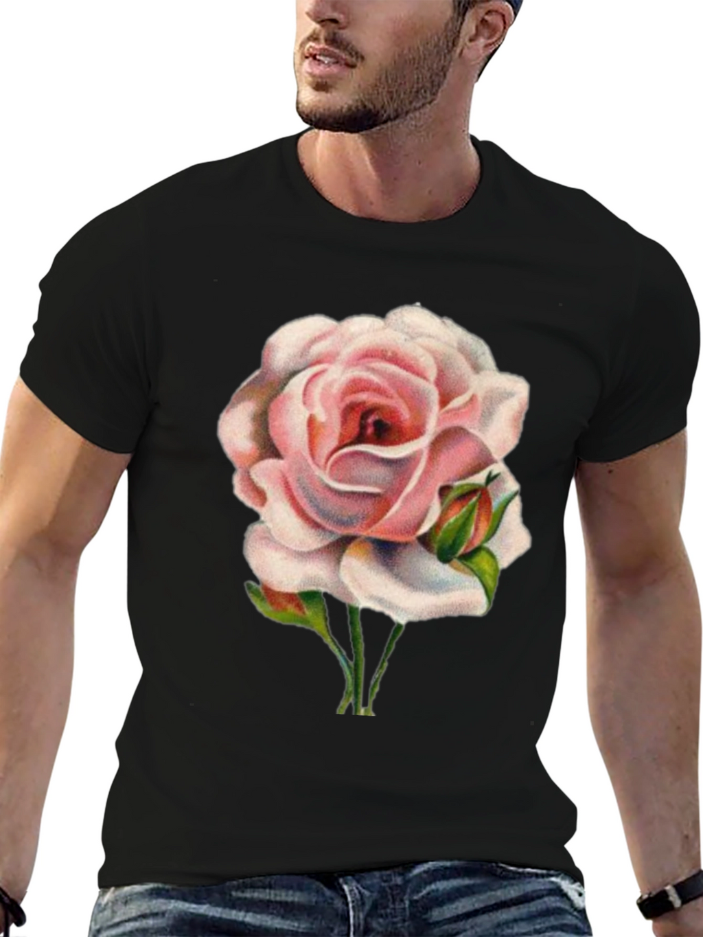 Pink Rose Graphic T-Shirt - Soft Cotton Tee