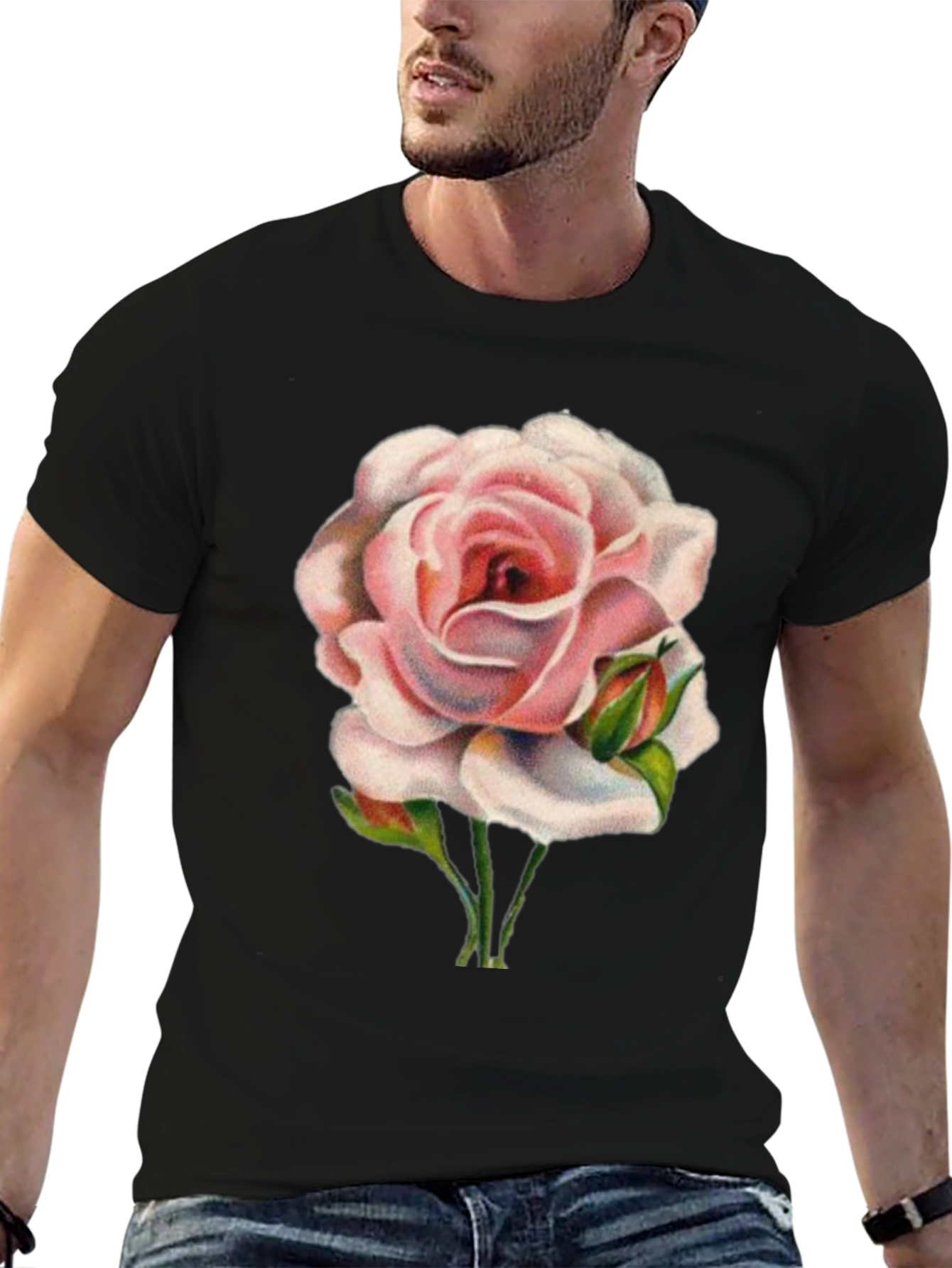 Pink Rose Graphic T-Shirt - Soft Cotton Tee