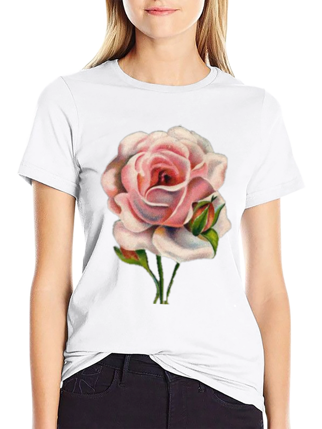 Pink Rose Graphic T-Shirt - Soft Cotton Tee
