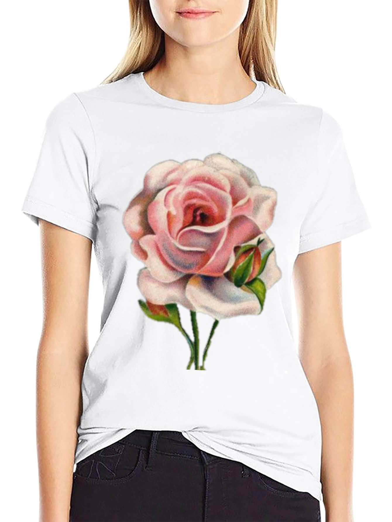 Pink Rose Graphic T-Shirt - Soft Cotton Tee