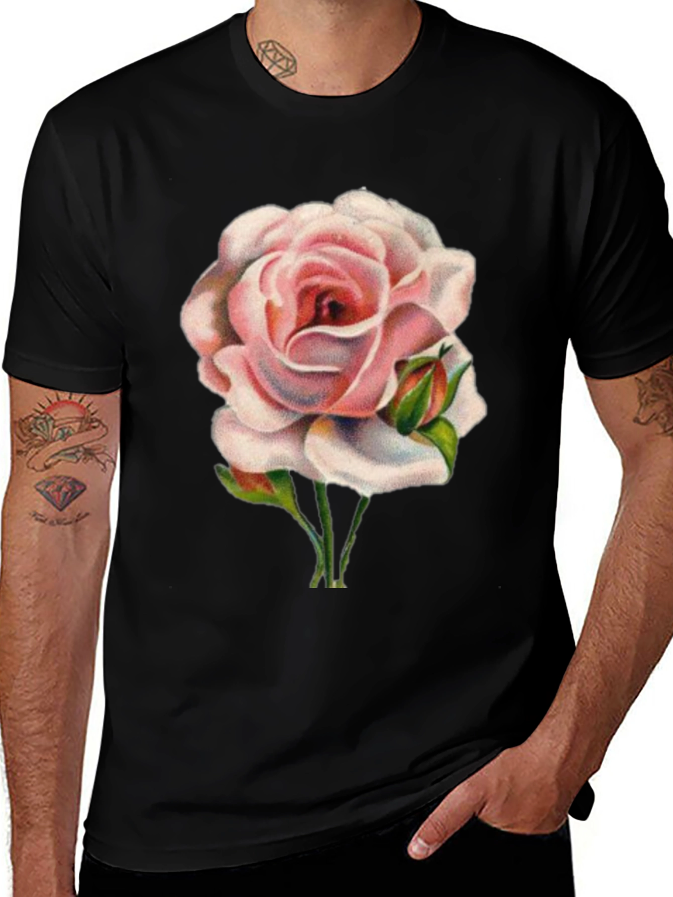 Pink Rose Graphic T-Shirt - Soft Cotton Tee