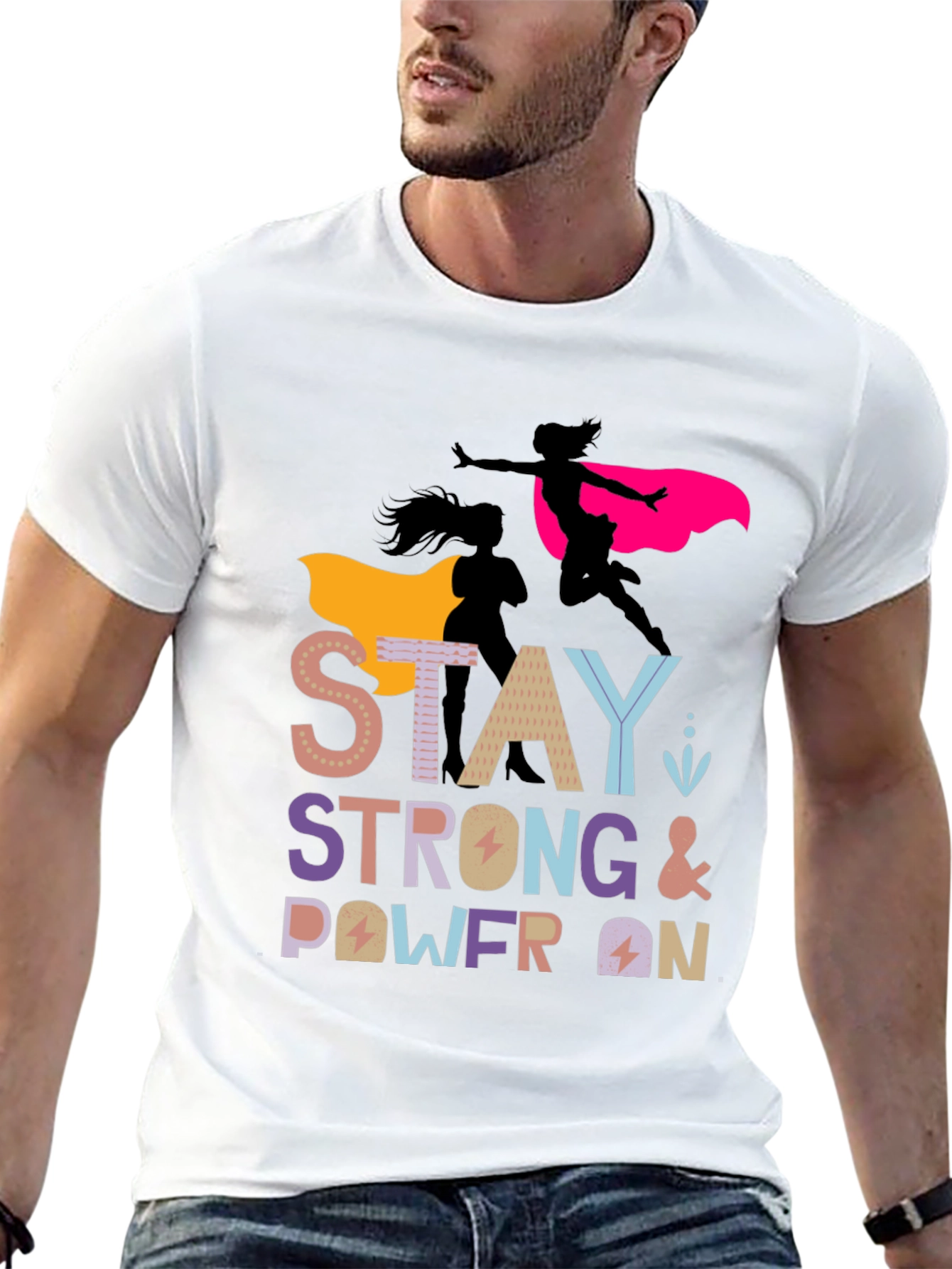 Stay Strong Power On Womens Graphic Tee