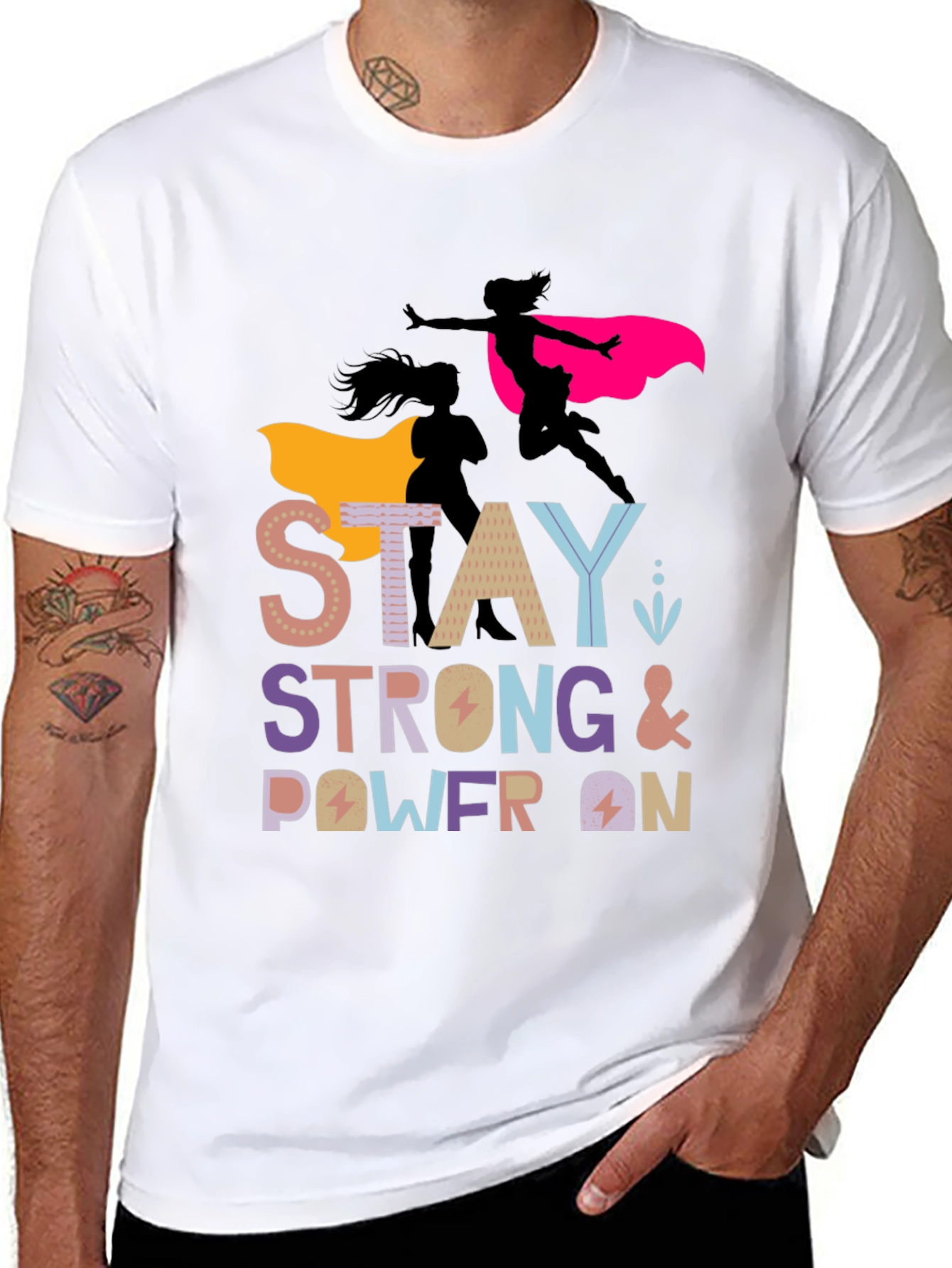 Stay Strong Power On Womens Graphic Tee