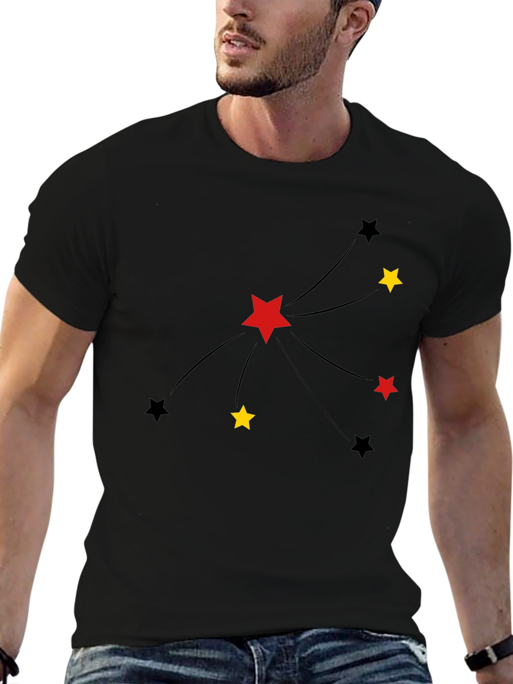 Stars Graphic Tee - Black Casual T-Shirt