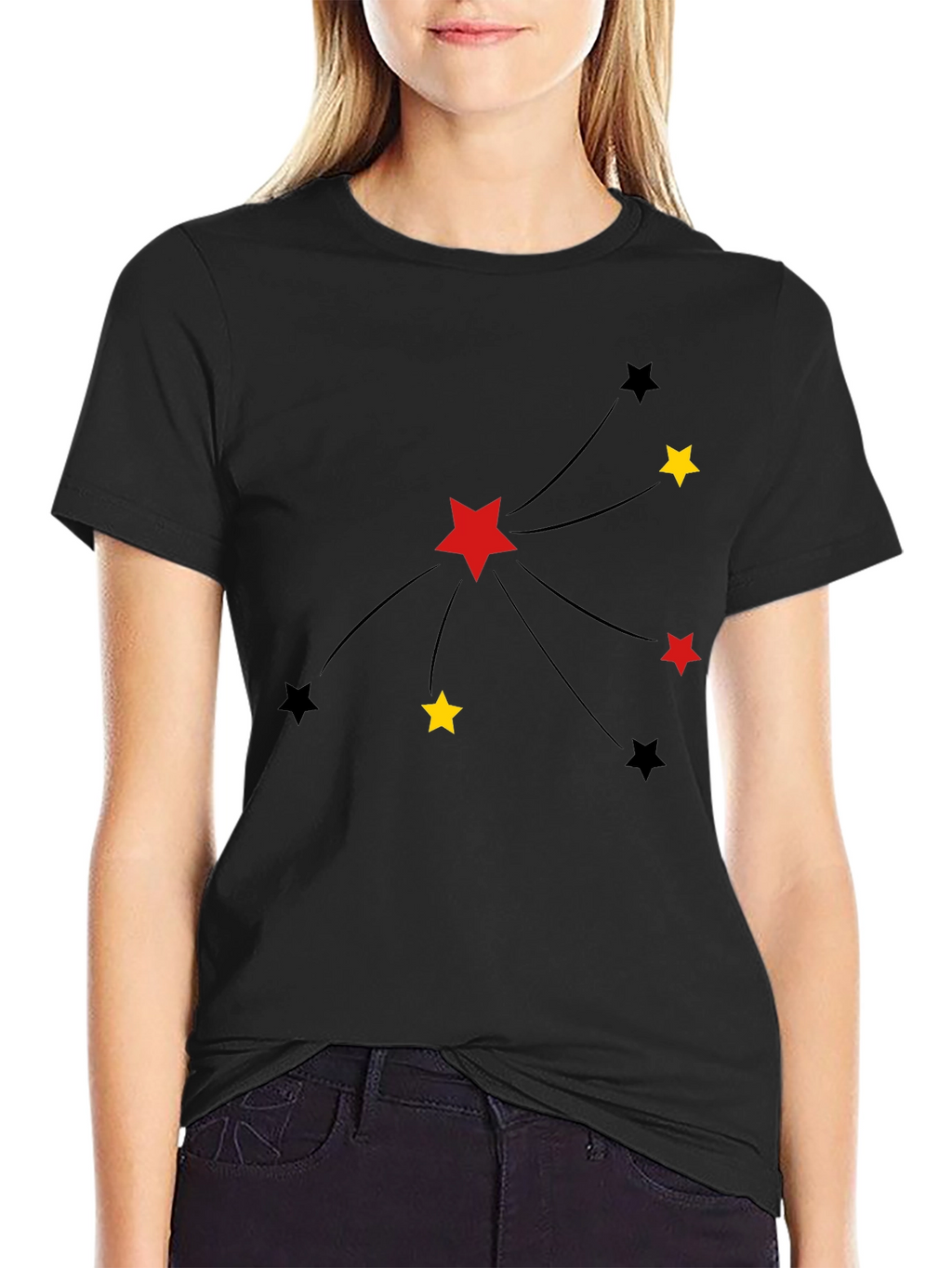 Stars Graphic Tee - Black Casual T-Shirt