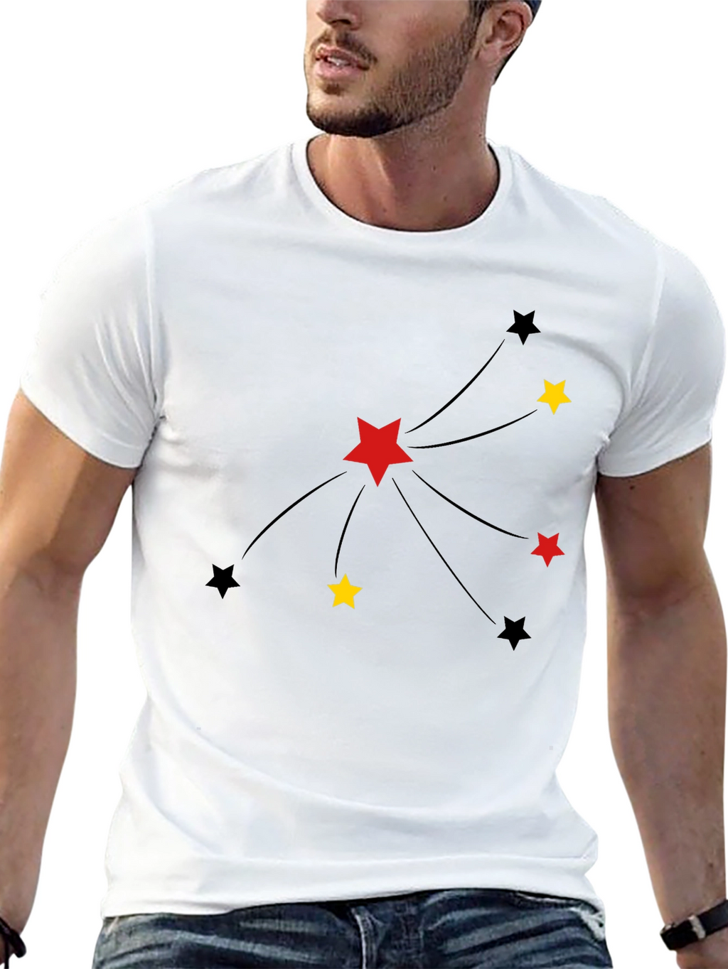 Stars Graphic Tee - Black Casual T-Shirt