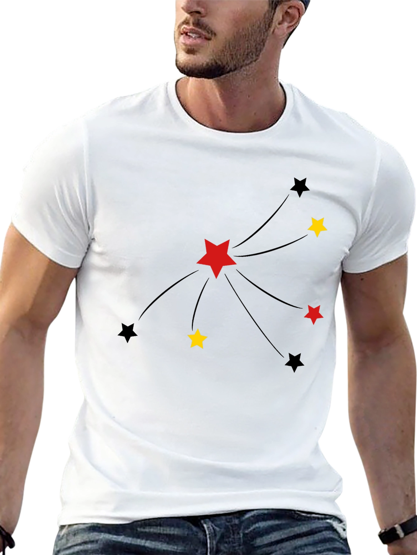 Stars Graphic Tee - Black Casual T-Shirt