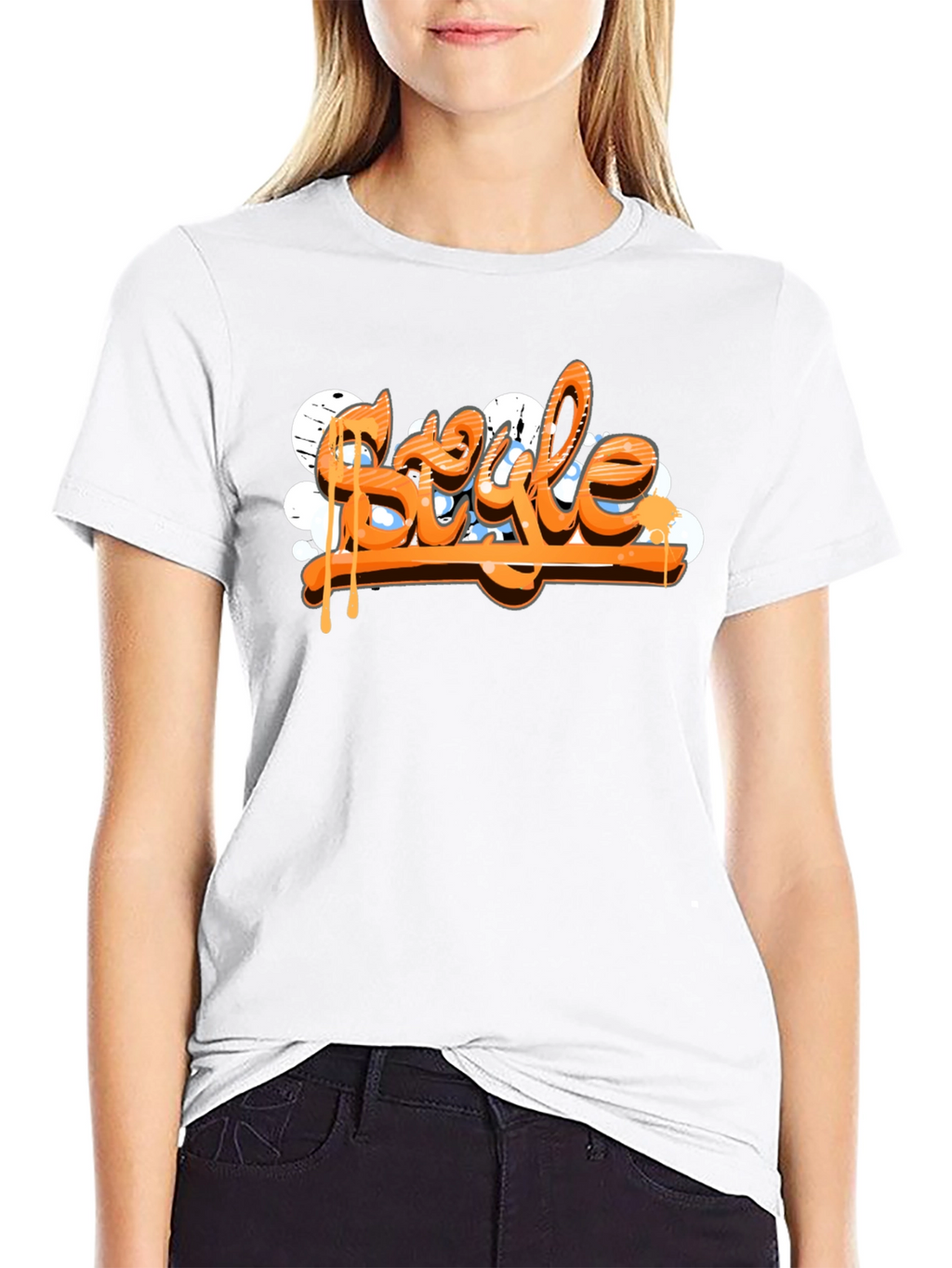 Stylish Black T-Shirt with Graffiti Style Print