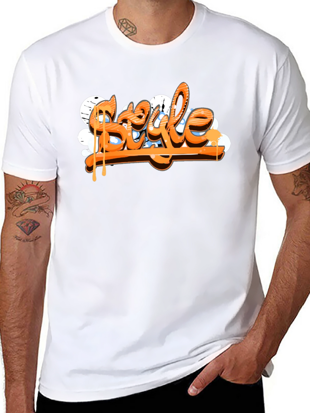 Stylish Black T-Shirt with Graffiti Style Print