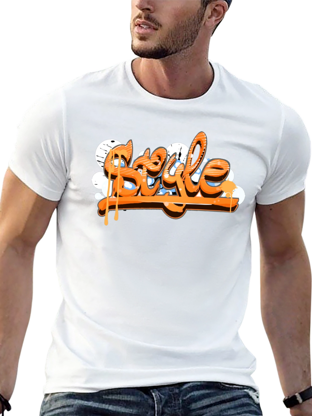 Stylish Black T-Shirt with Graffiti Style Print