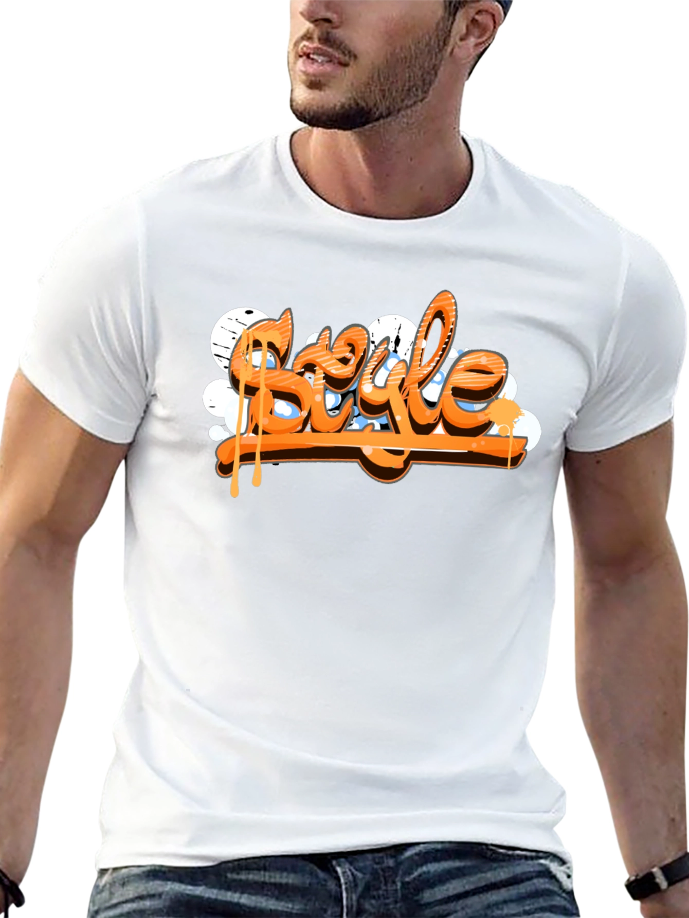 Stylish Black T-Shirt with Graffiti Style Print