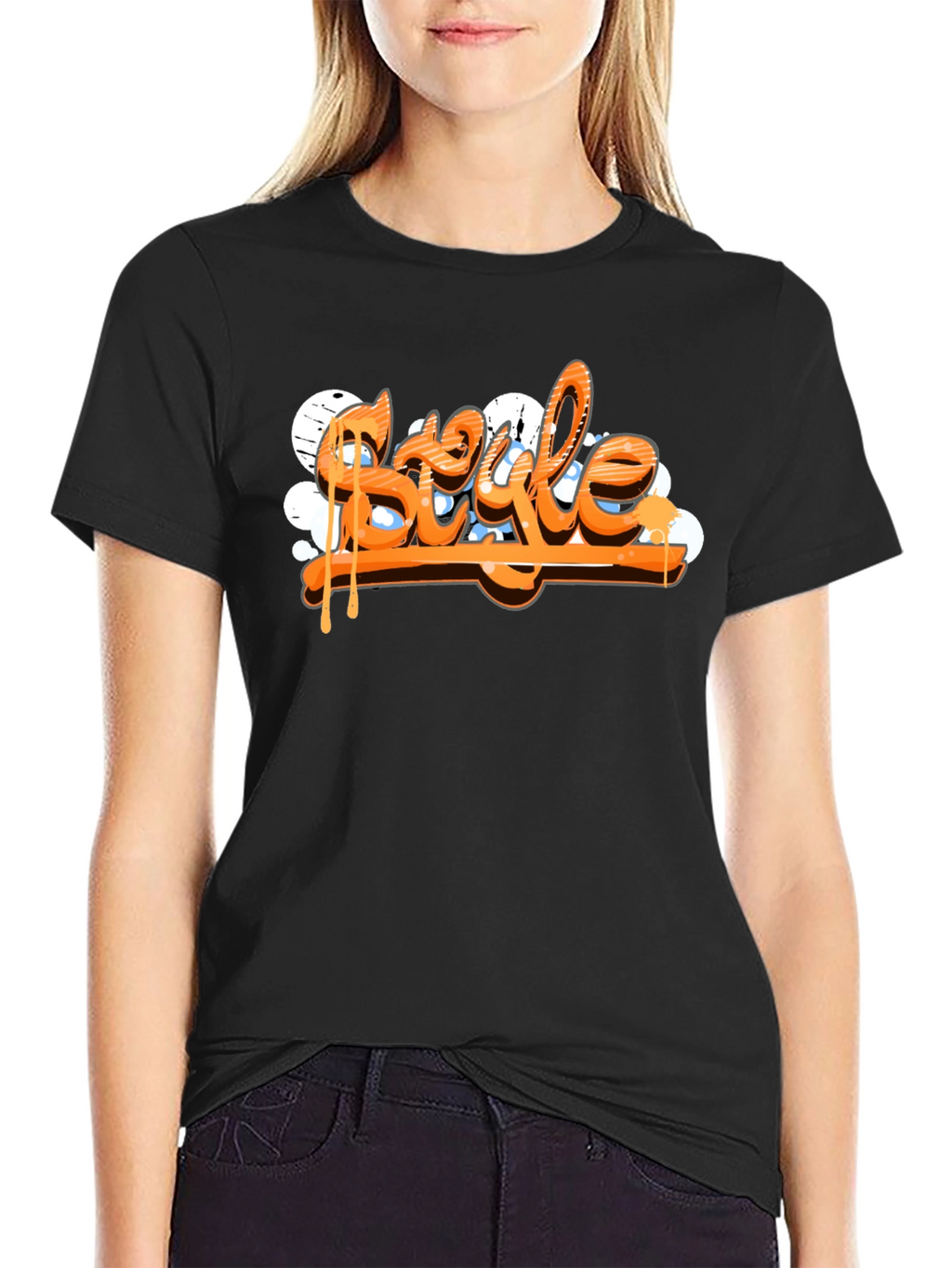 Stylish Black T-Shirt with Graffiti Style Print