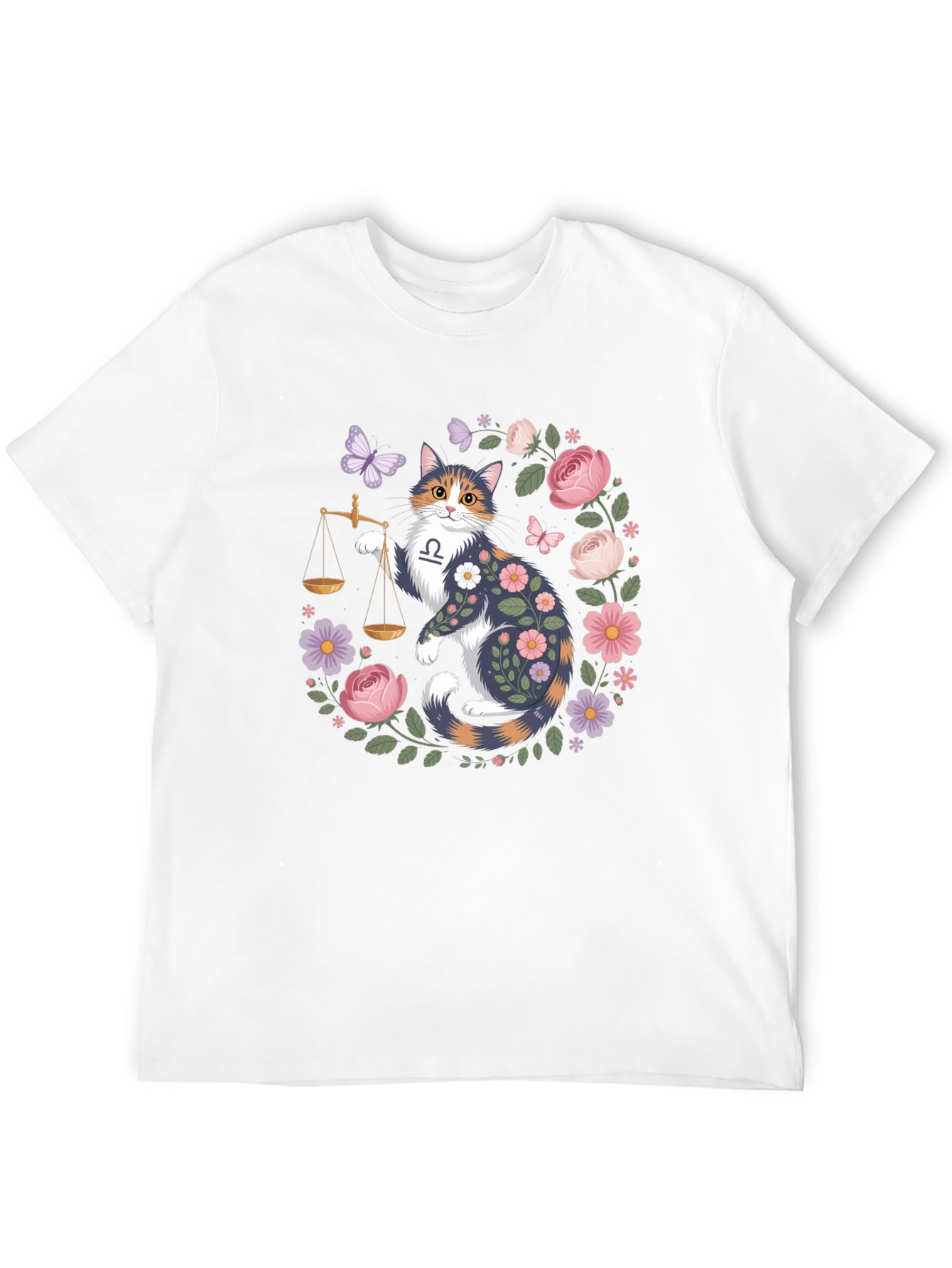 Libra Cat Floral Graphic Tee