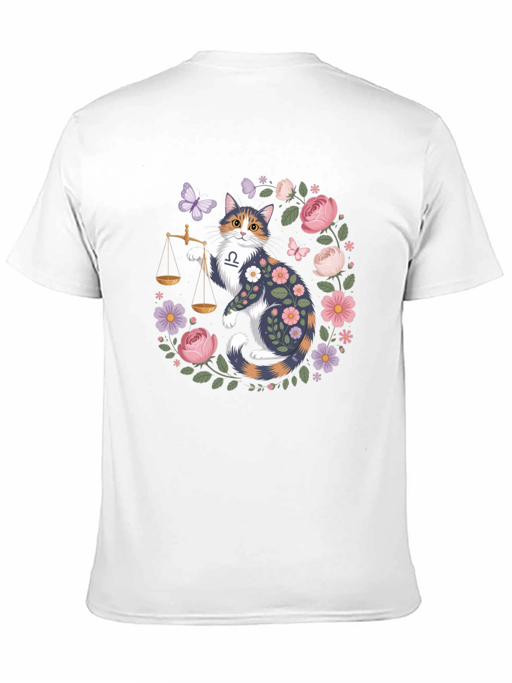 Libra Cat Floral Graphic Tee