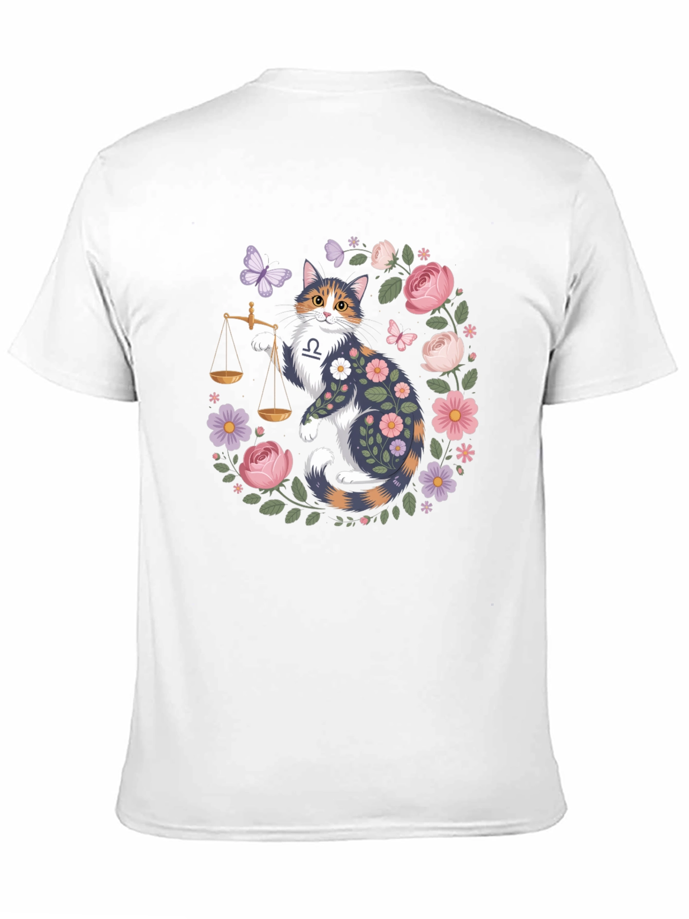 Libra Cat Floral Graphic Tee