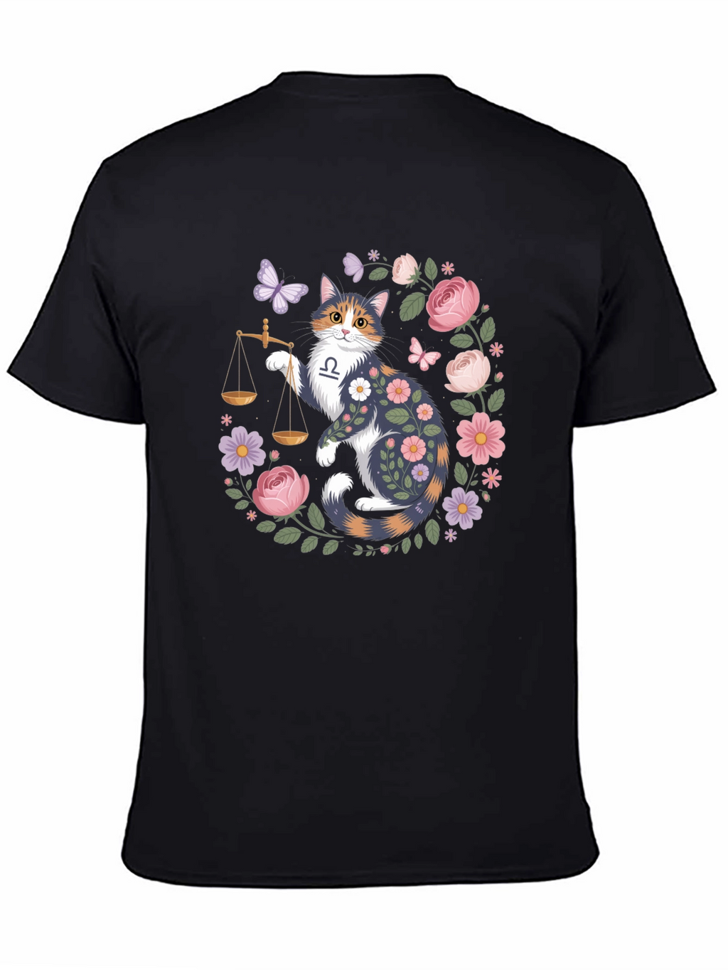 Libra Cat Floral Graphic Tee