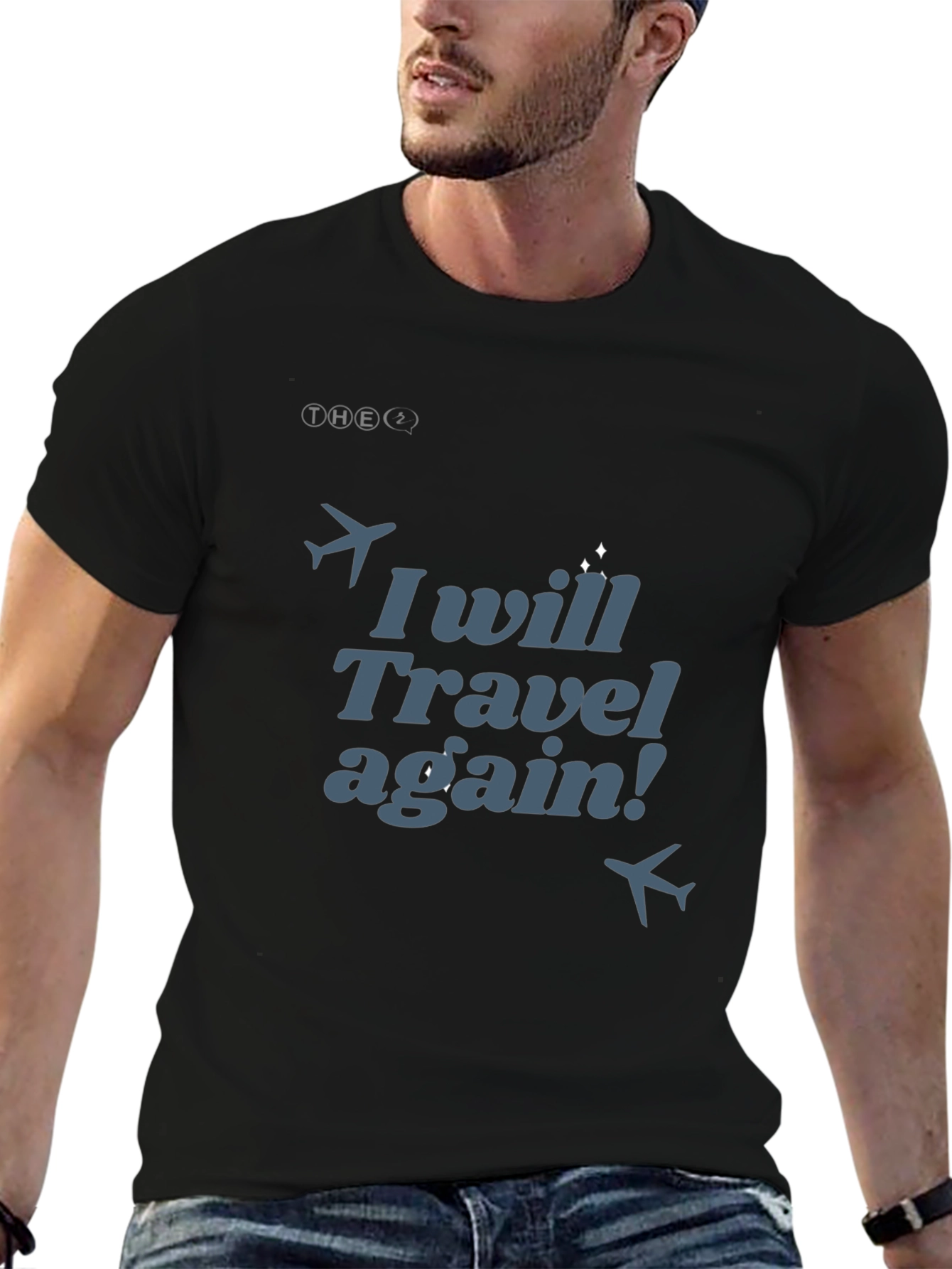Travel Again Graphic T-Shirt - Mens Black Tee
