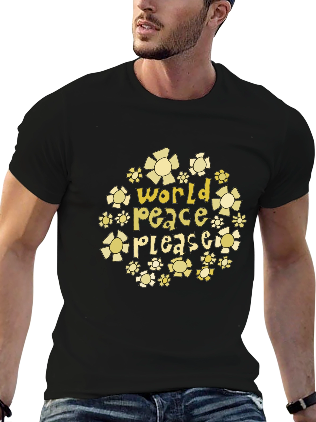 World Peace Please Floral Graphic T-Shirt
