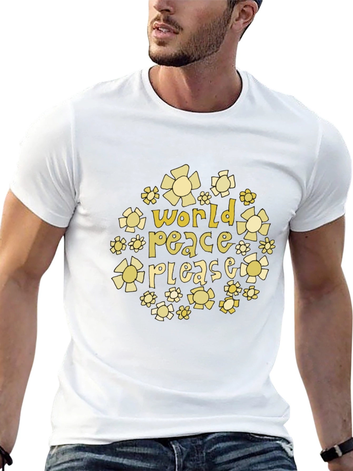 World Peace Please Floral Graphic T-Shirt