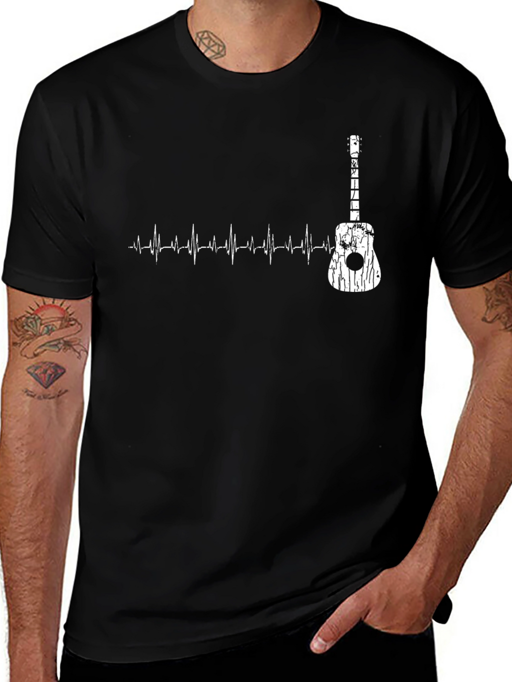 Guitar Heartbeat T-Shirt - Music Lover Tee