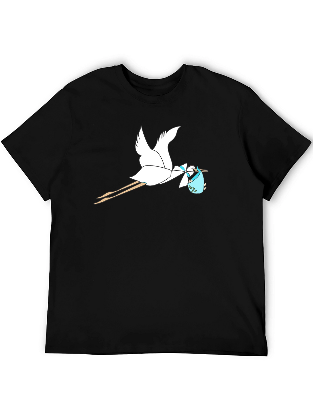 Stork Baby Delivery Graphic Tee - Black