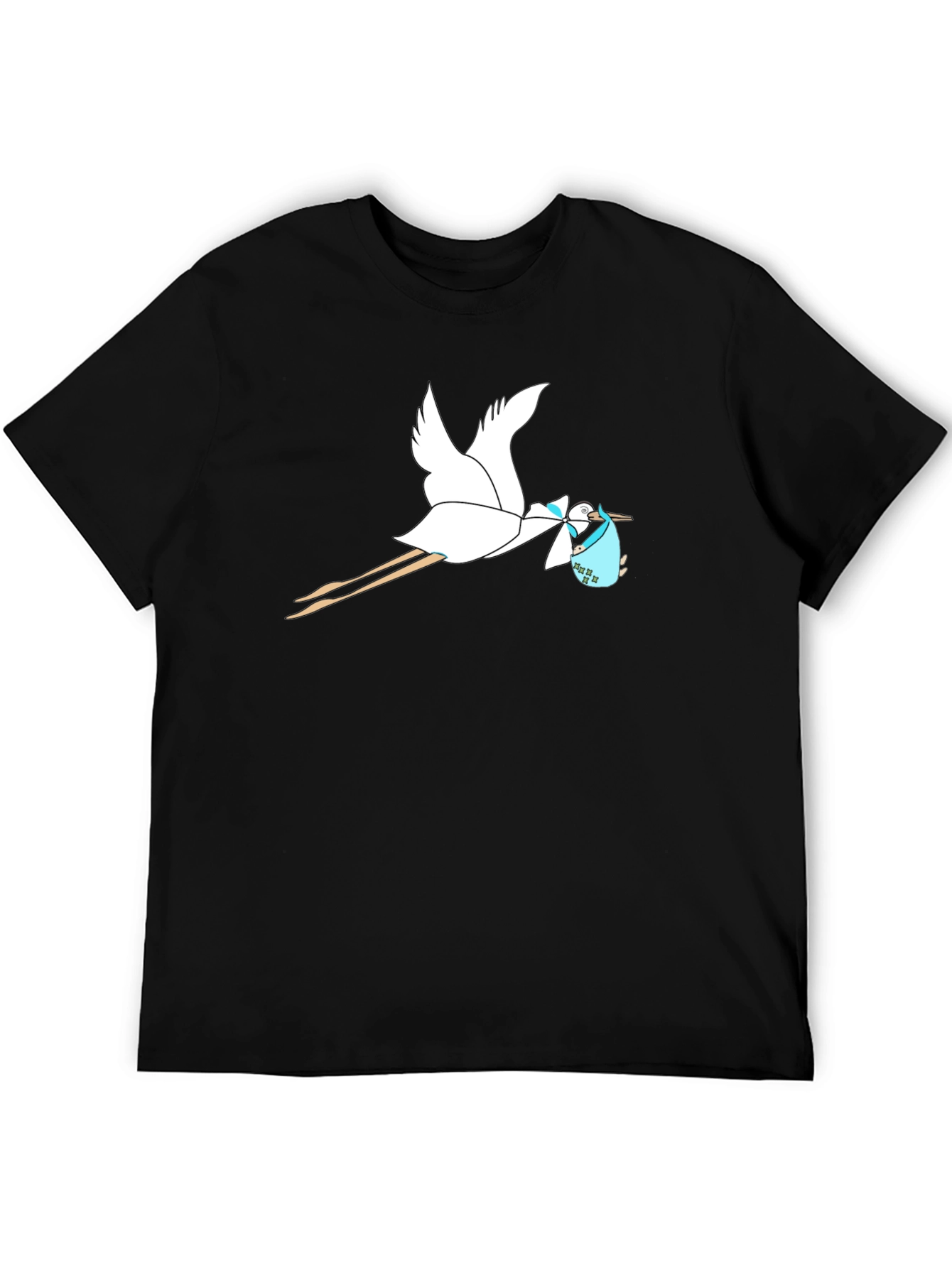 Stork Baby Delivery Graphic Tee - Black
