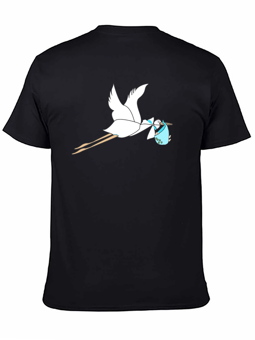 Stork Baby Delivery Graphic Tee - Black