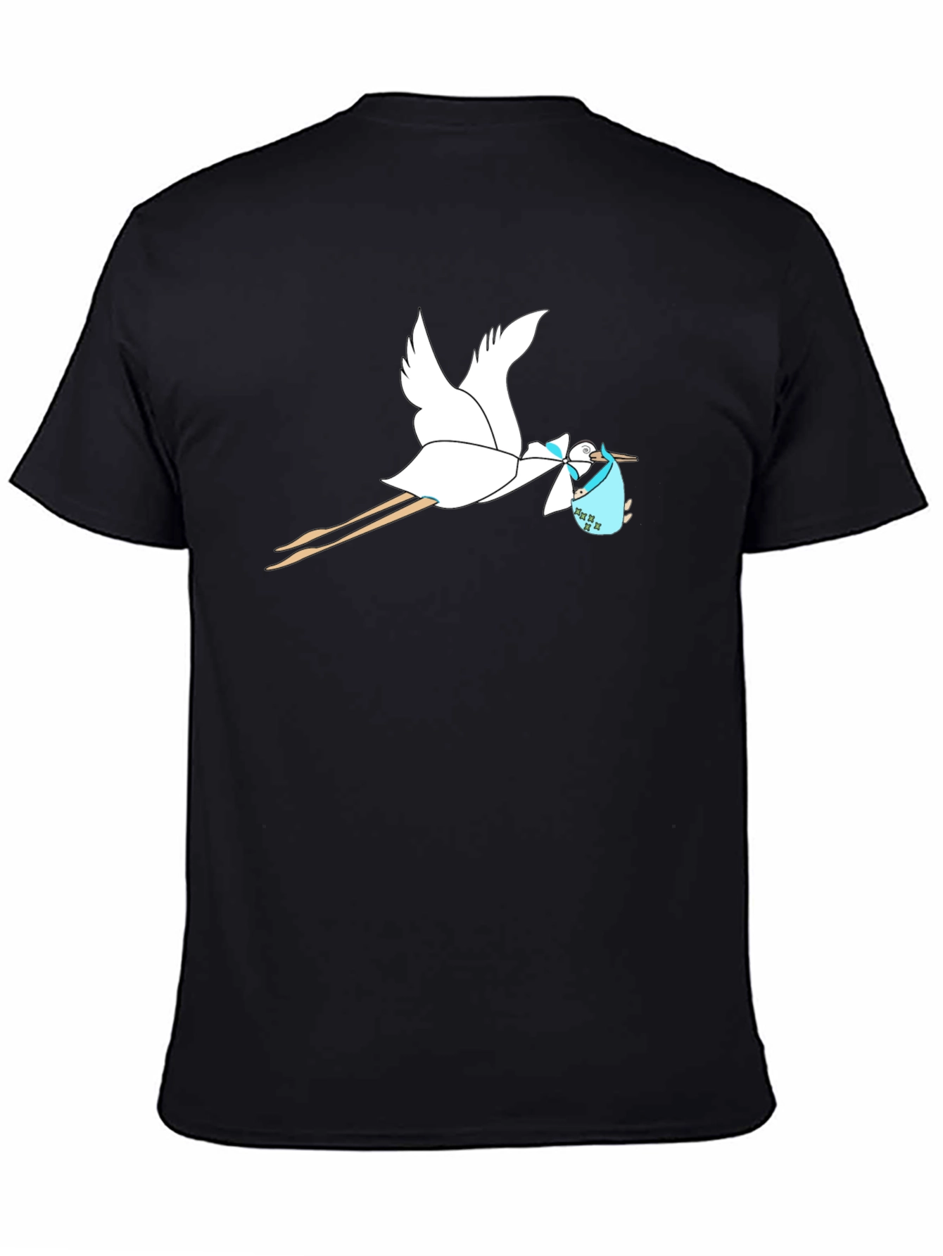 Stork Baby Delivery Graphic Tee - Black