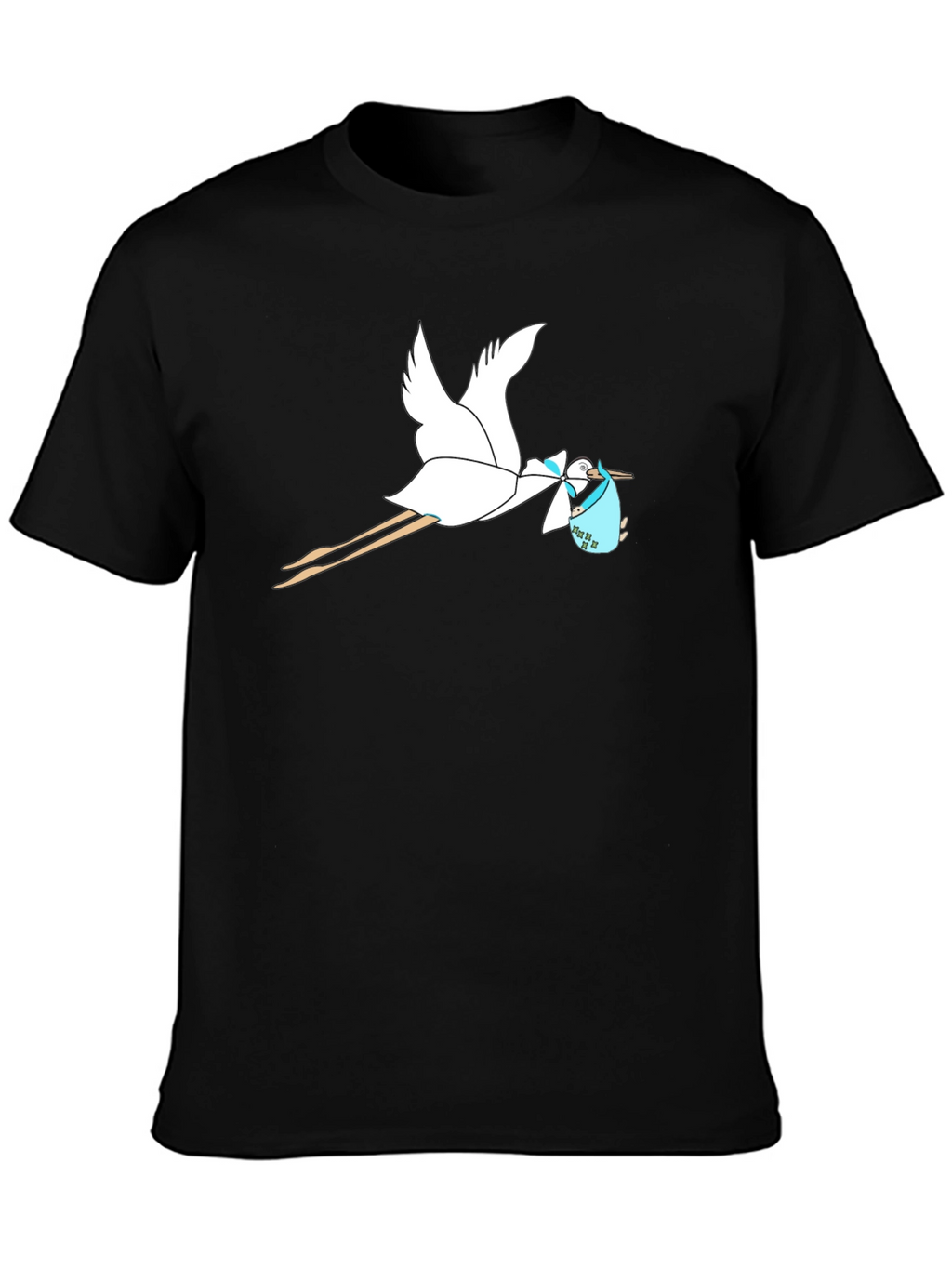 Stork Baby Delivery Graphic Tee - Black