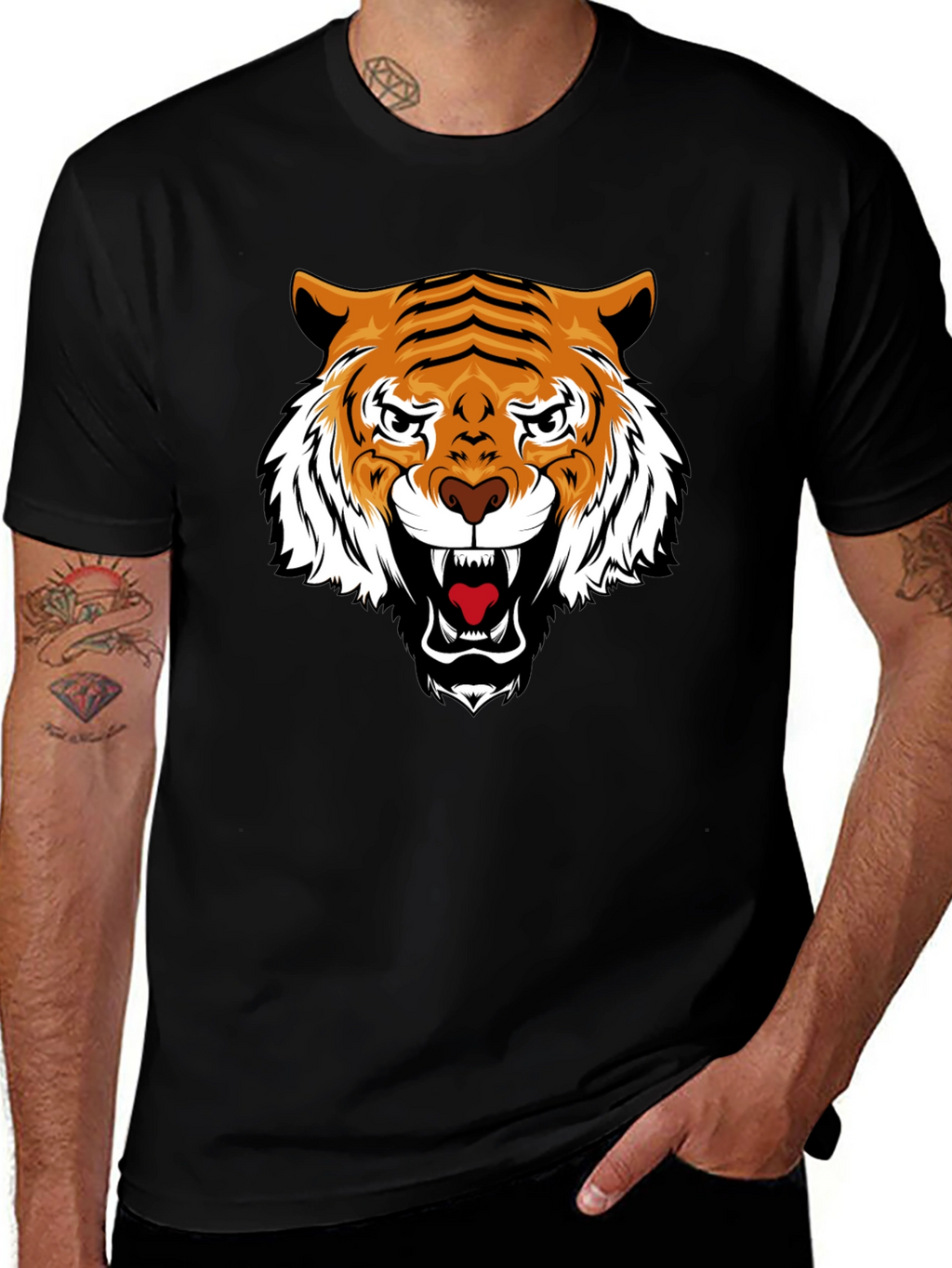 Tiger Graphic Black Tee - Fierce Style