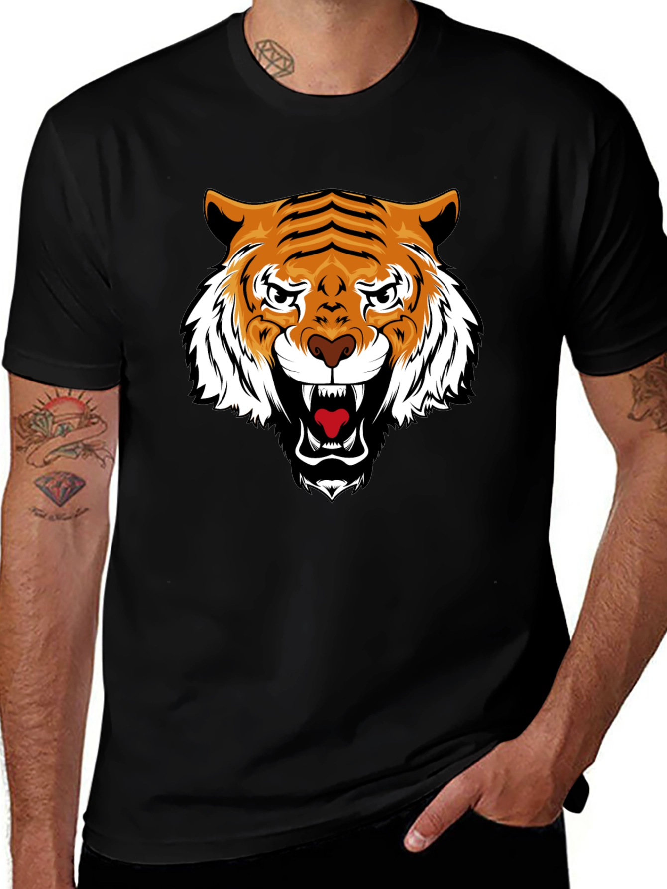 Tiger Graphic Black Tee - Fierce Style