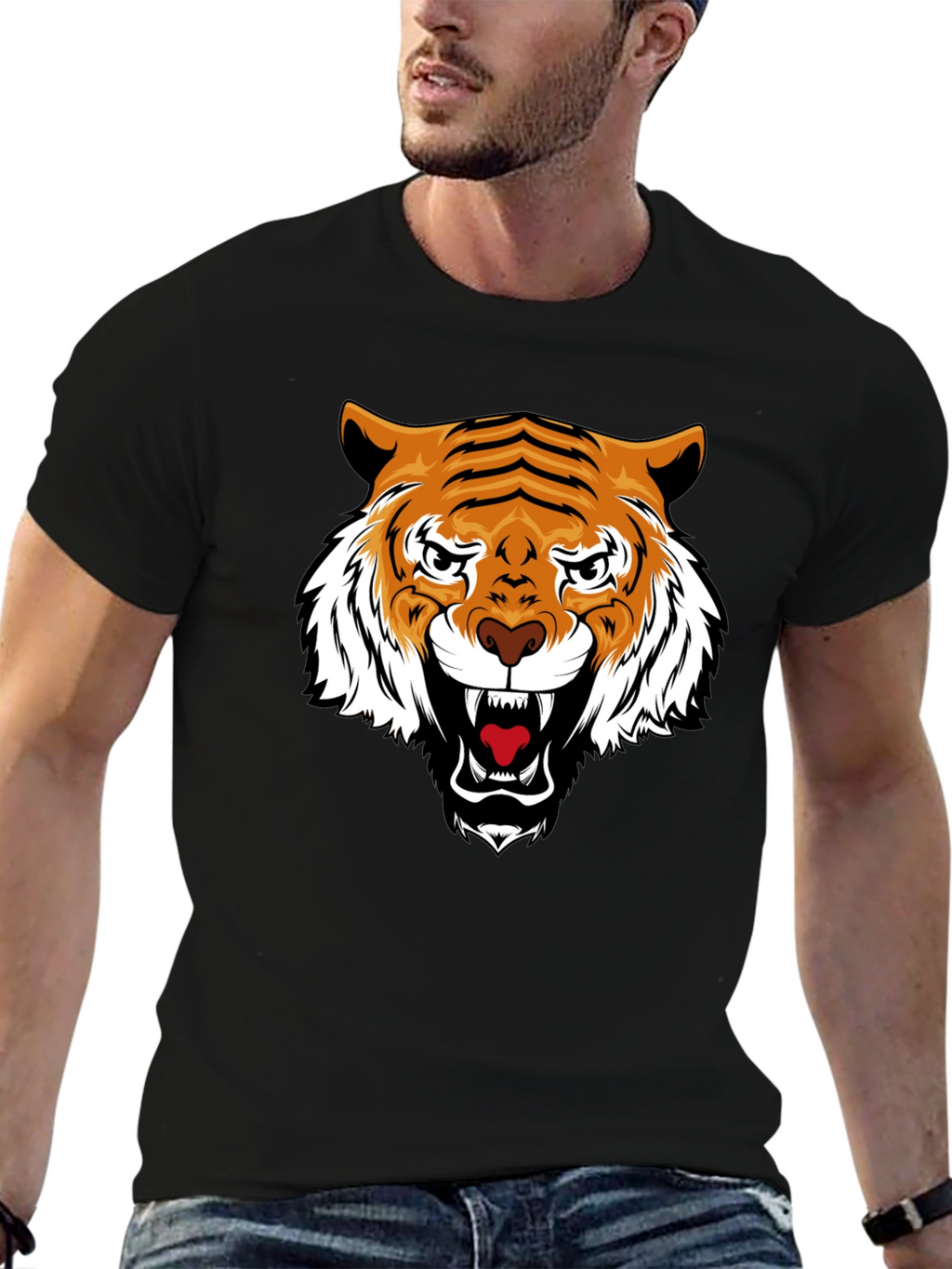 Tiger Graphic Black Tee - Fierce Style