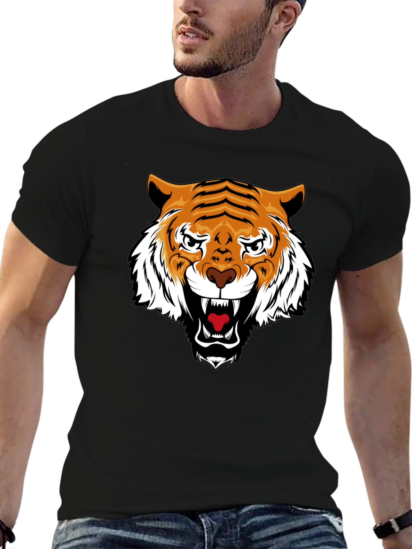Tiger Graphic Black Tee - Fierce Style