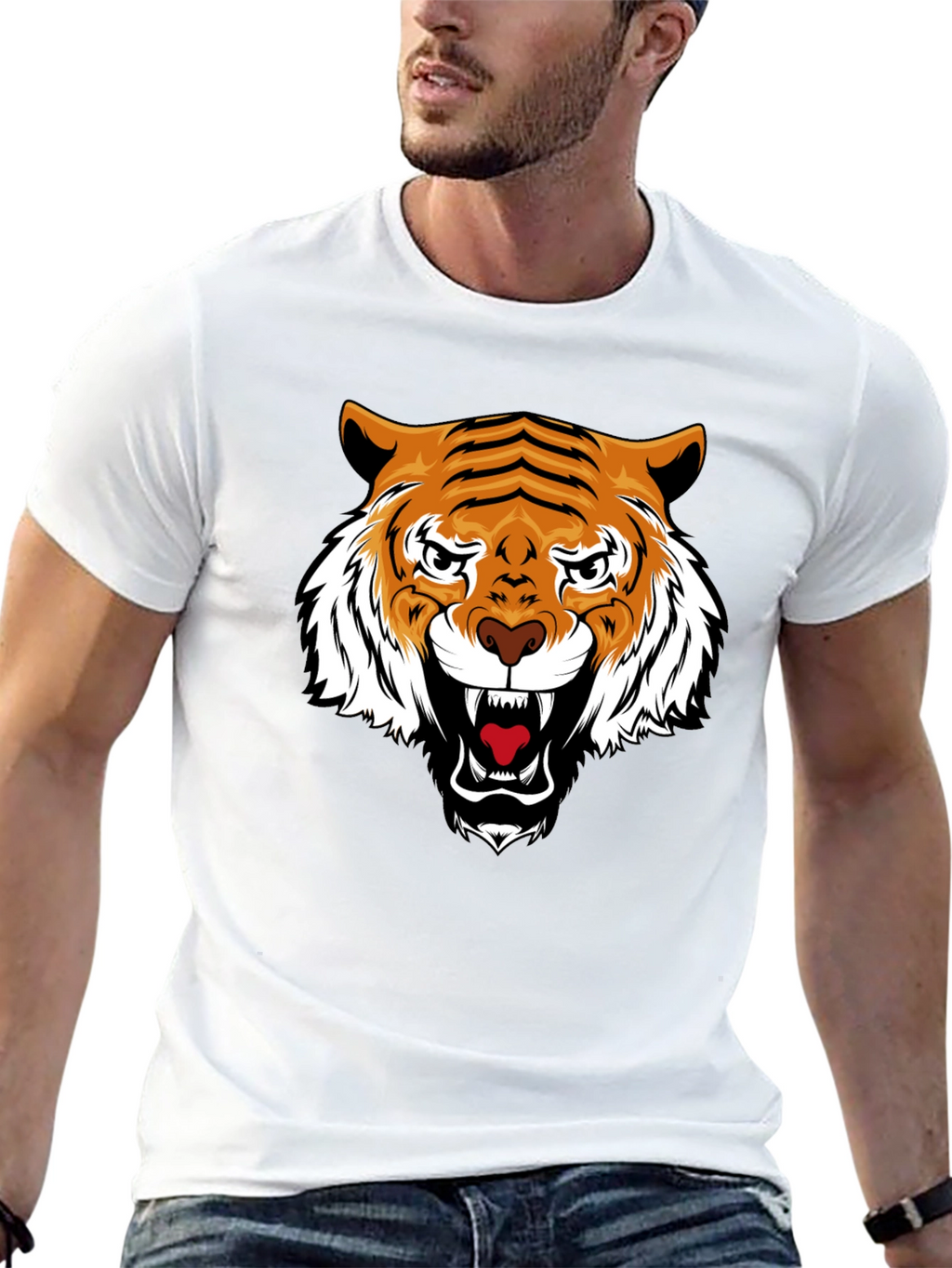 Tiger Graphic Black Tee - Fierce Style