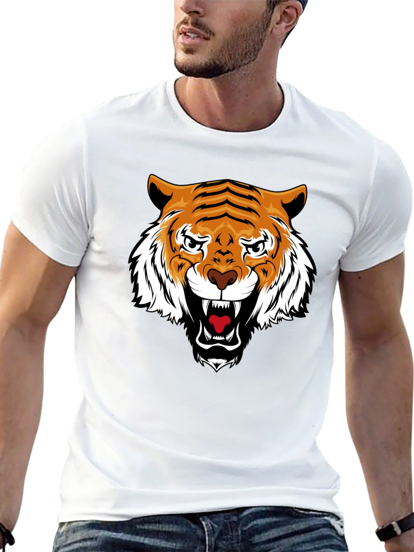 Tiger Graphic Black Tee - Fierce Style