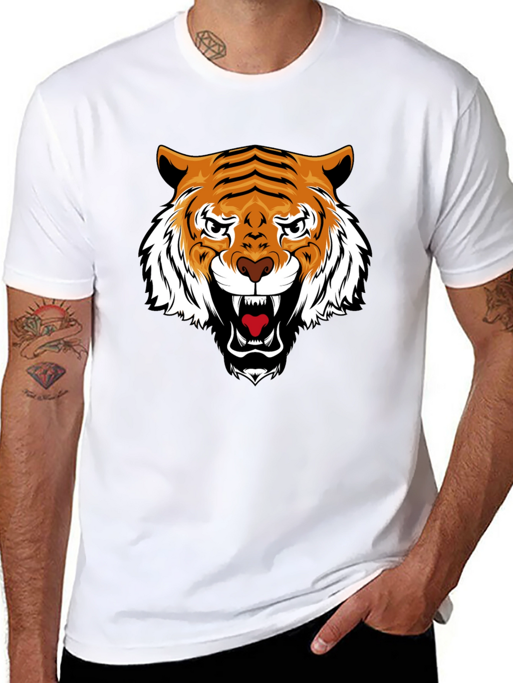 Tiger Graphic Black Tee - Fierce Style