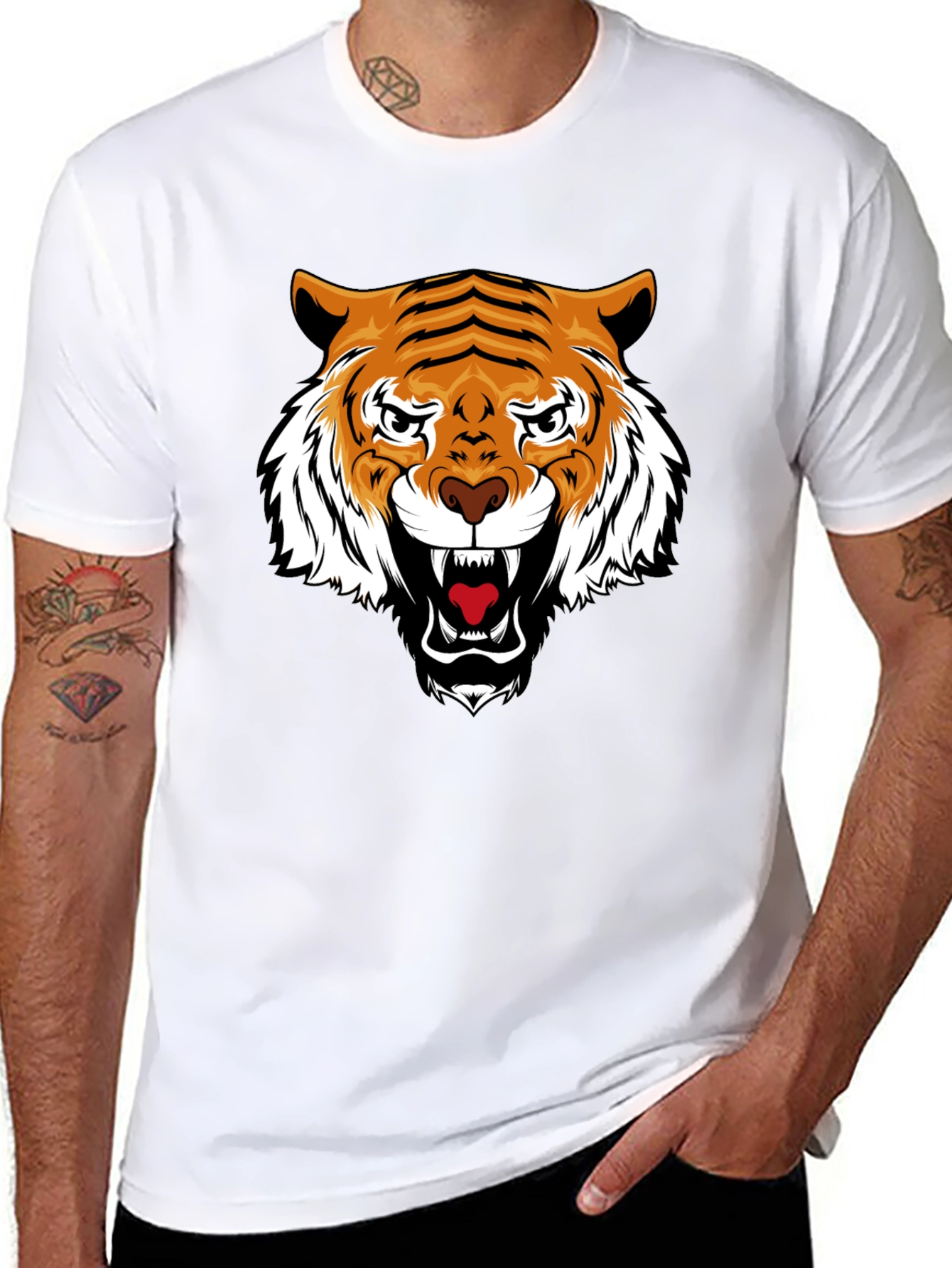 Tiger Graphic Black Tee - Fierce Style