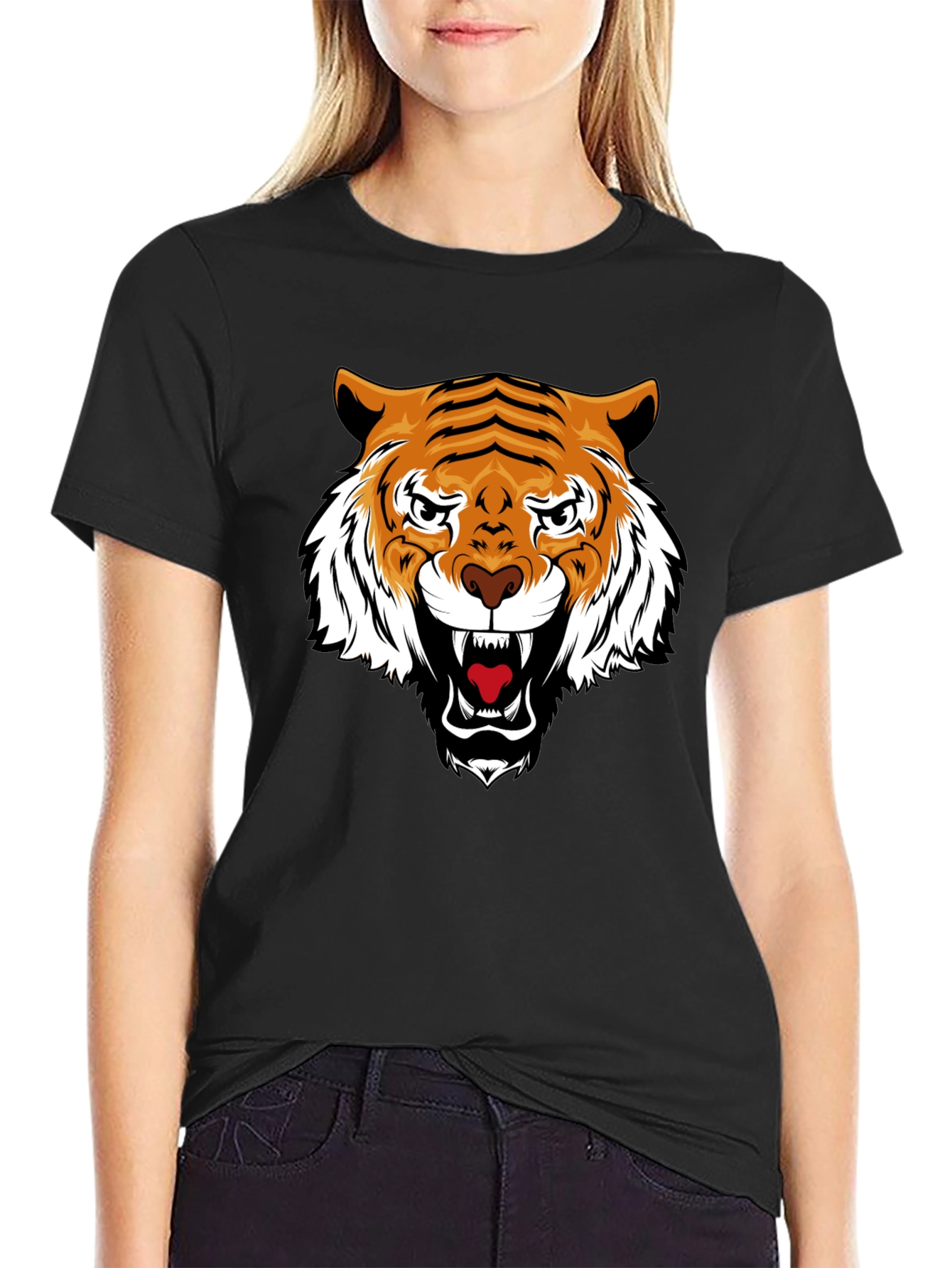 Tiger Graphic Black Tee - Fierce Style