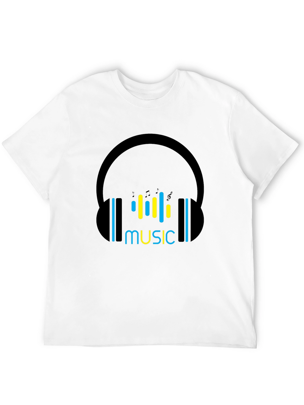 Music Headphones Black T-Shirt