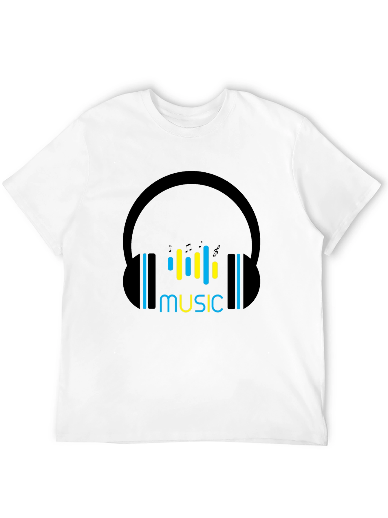 Music Headphones Black T-Shirt