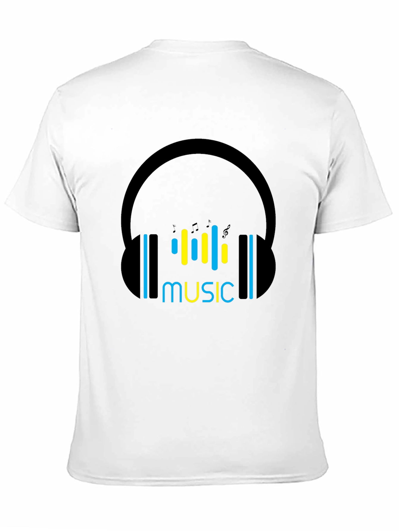 Music Headphones Black T-Shirt
