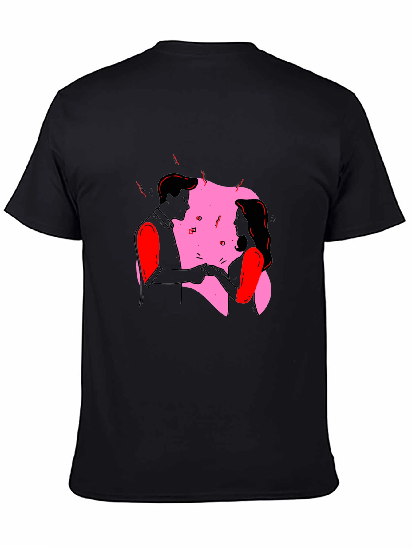 Romantic Couple Graphic Tee - Black T-Shirt