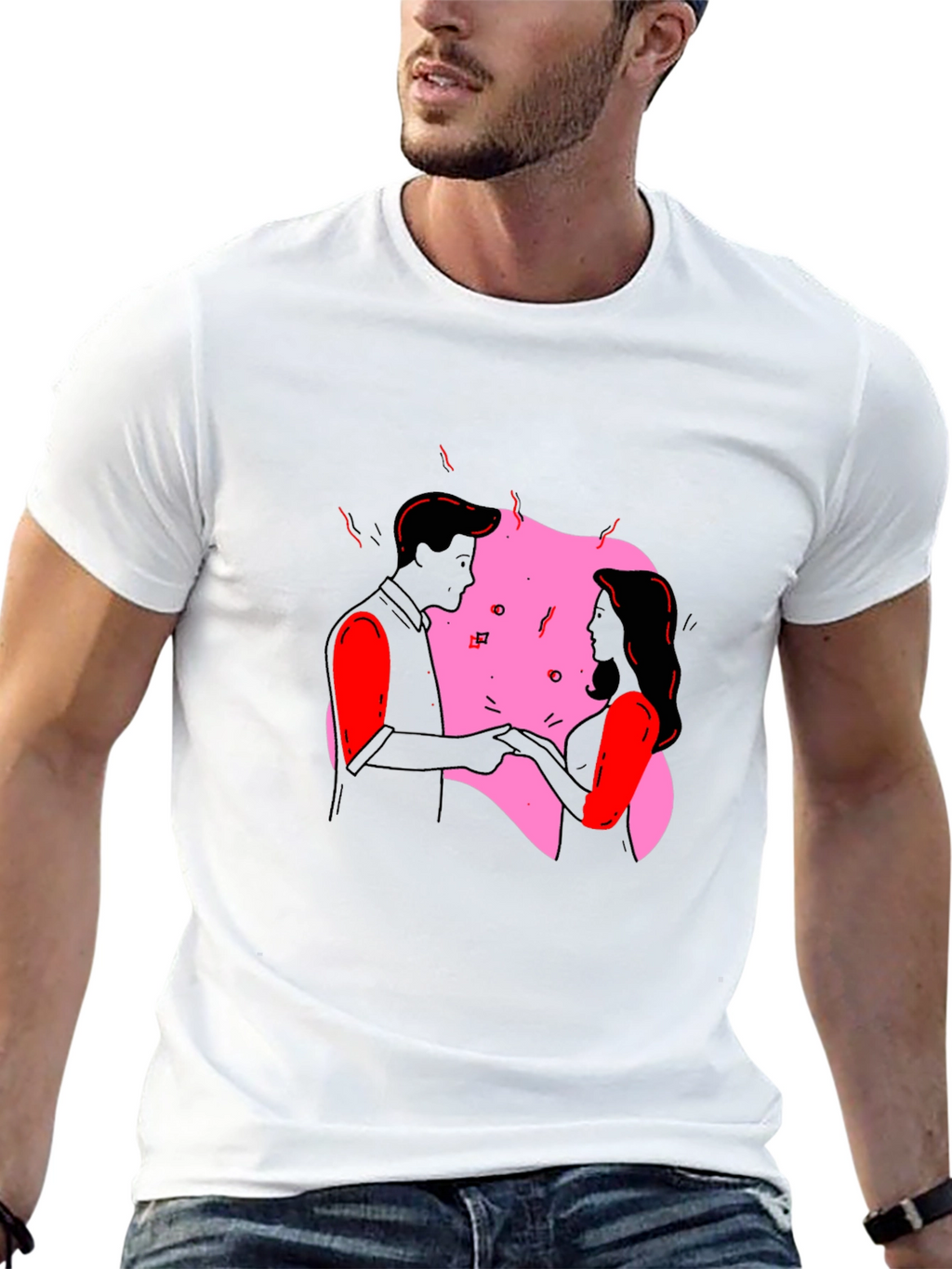 Romantic Couple Graphic Tee - Black T-Shirt